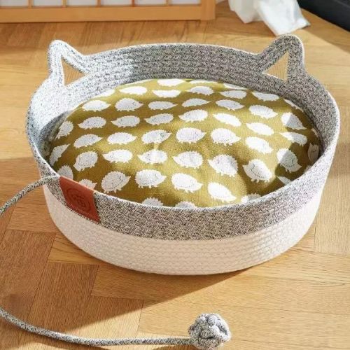 Wicker Cat Basket with Ears
