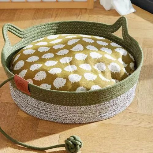 Wicker Cat Basket with Ears