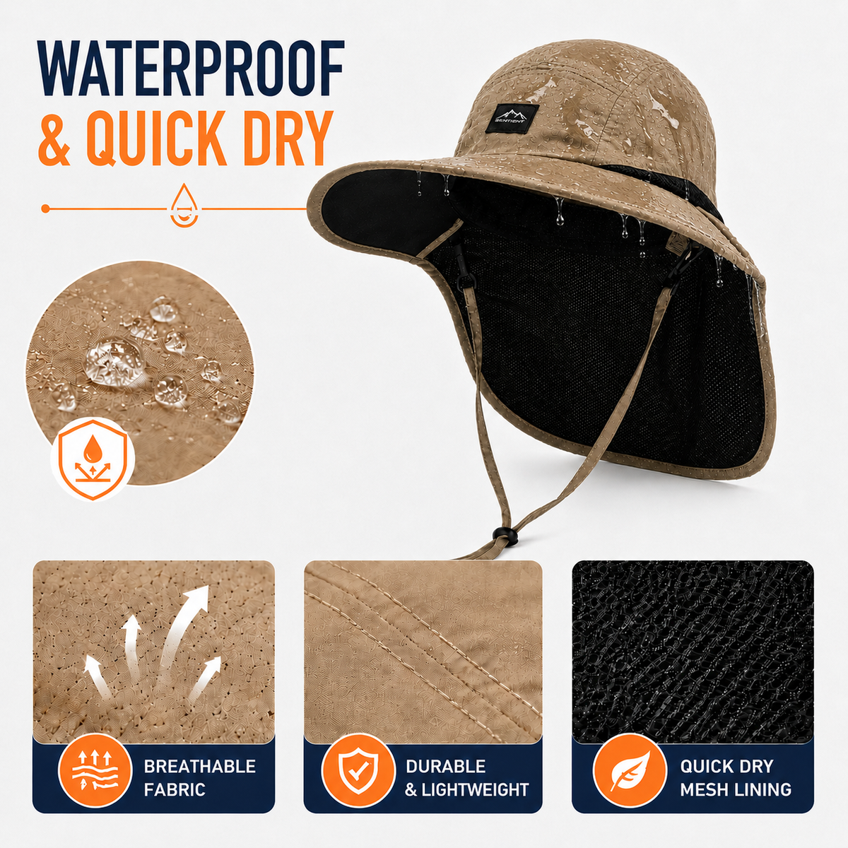 Wide-Brim Sun Hat With Neck Flap