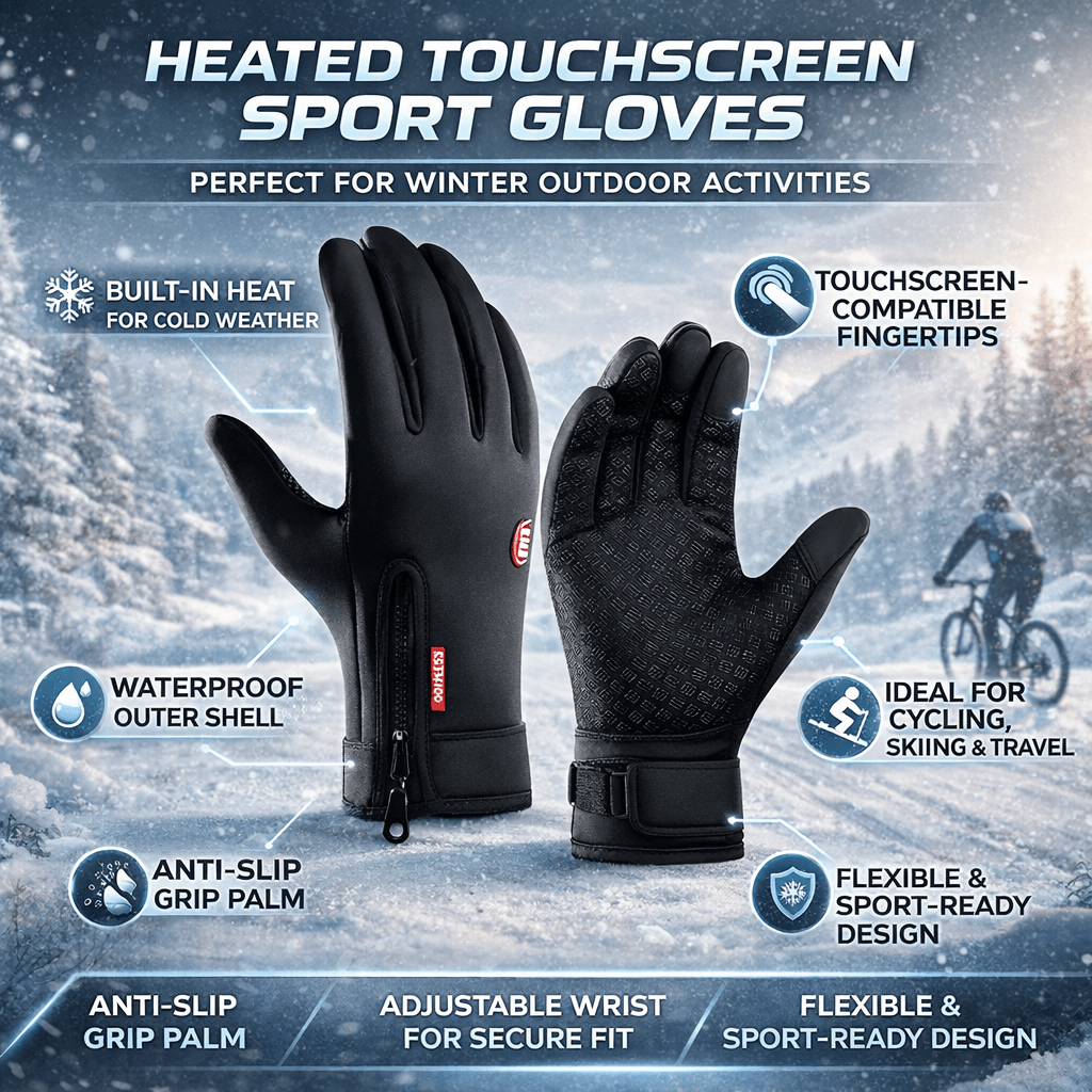 Winter Cycling and Ski Heated Gloves with Touchscreen Coating