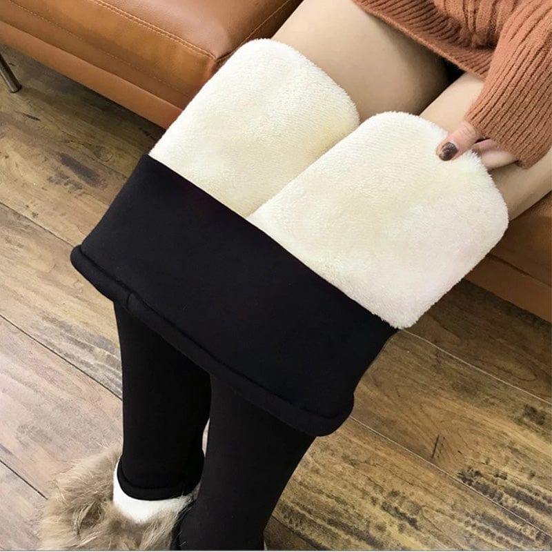 Winter Leggings with Fleece Interior and Velvet Exterior - Elegant Thermal Comfort
