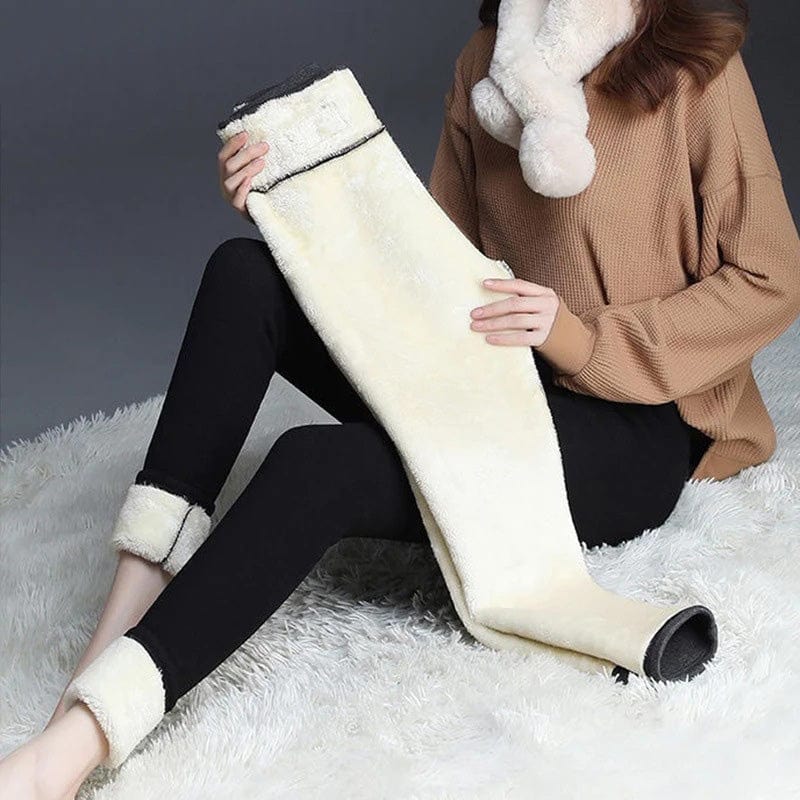 Winter Leggings with Fleece Interior and Velvet Exterior - Elegant Thermal Comfort