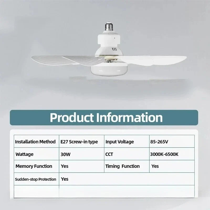 Wireless Ceiling Fan with LED Light and Remote Control