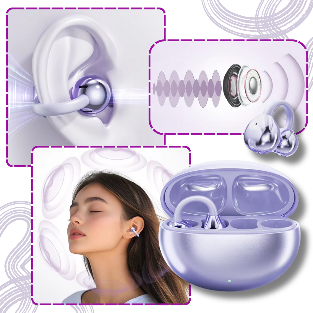 Wireless Clip-On Bluetooth Earbuds - Open-Ear with Clear Sound