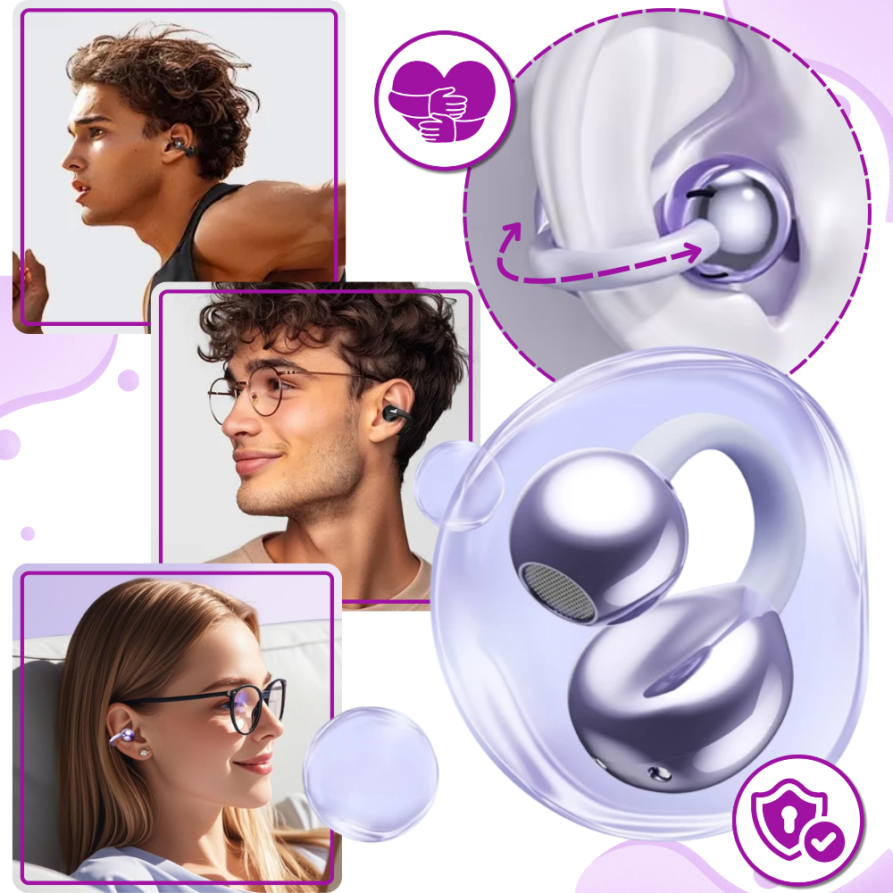 Wireless Clip-On Bluetooth Earbuds - Open-Ear with Clear Sound