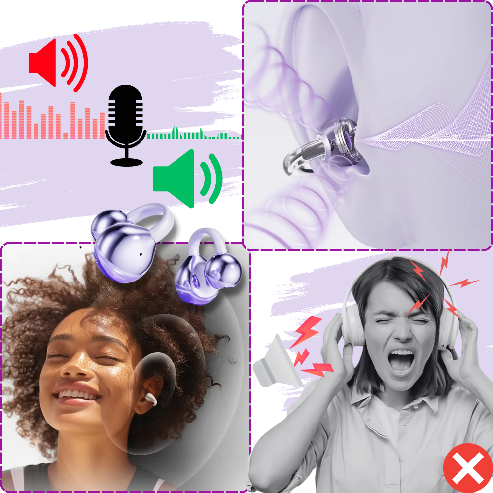 Wireless Clip-On Bluetooth Earbuds - Open-Ear with Clear Sound