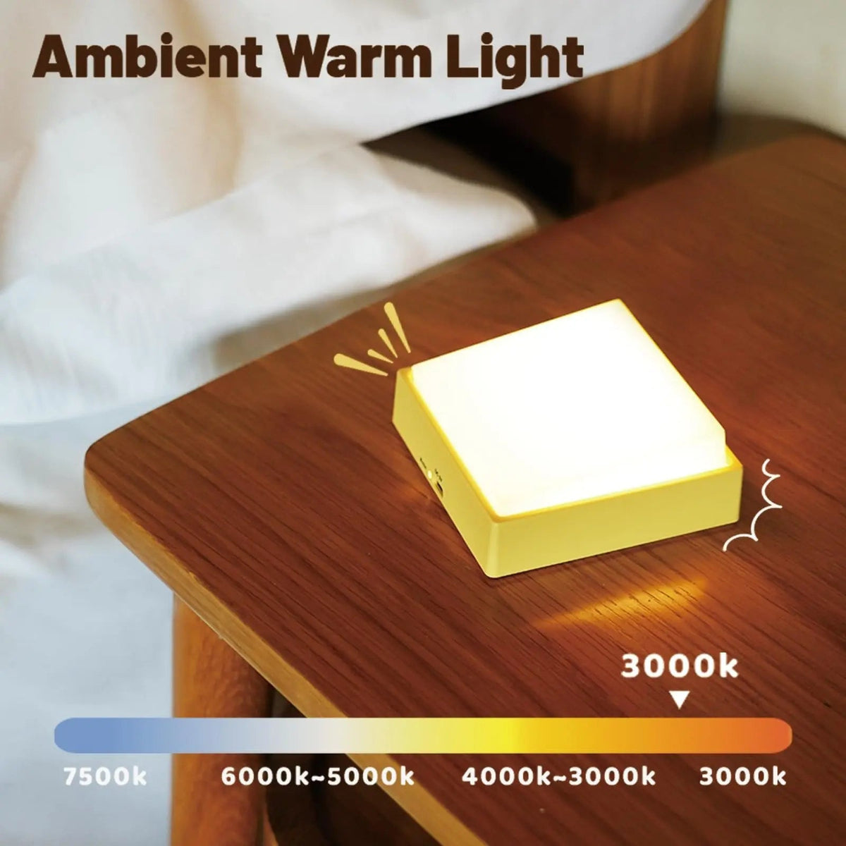 Wireless Dimmable Night Light - Rechargeable with Timer & Magnetic Mount