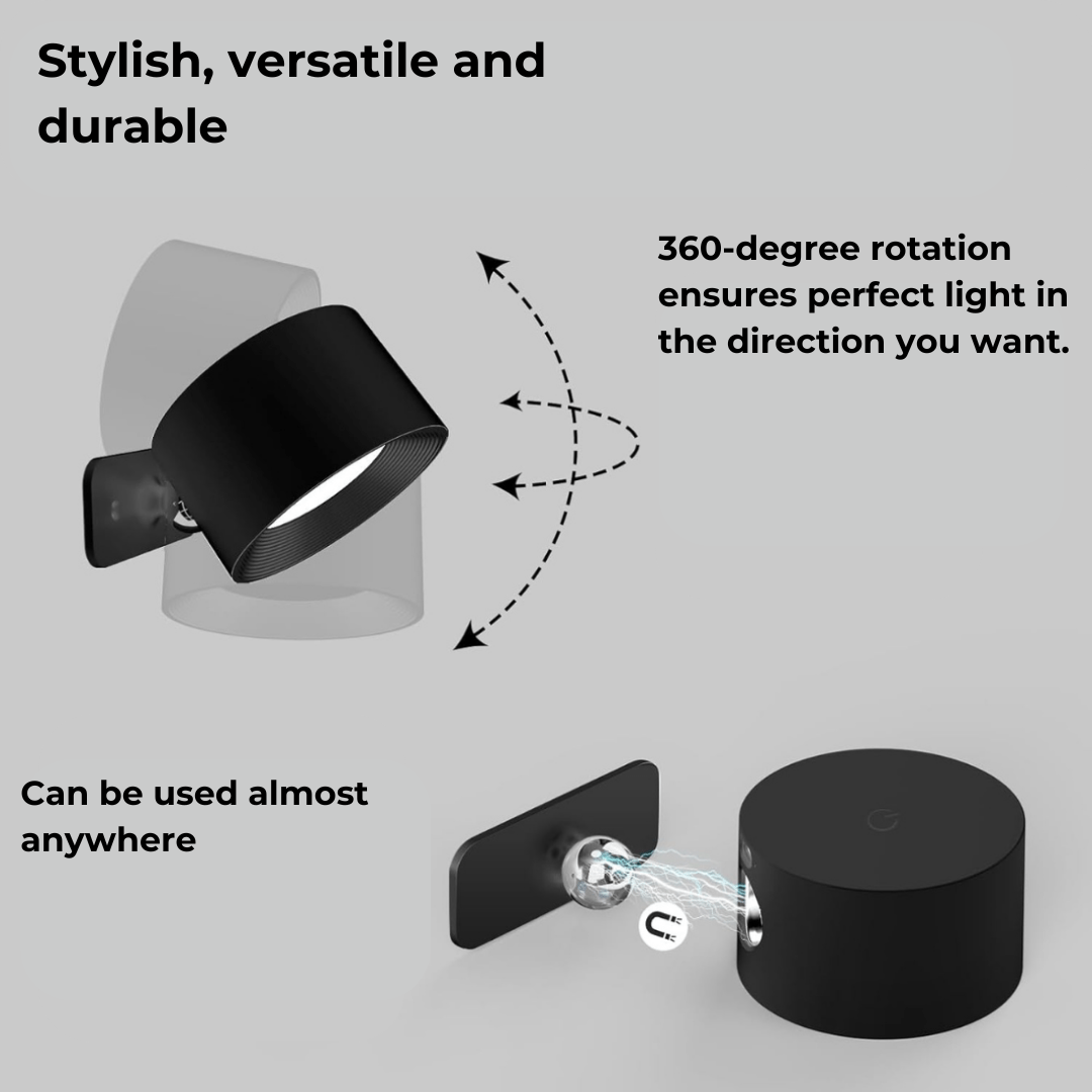 Wireless LED Wall Sconce with Touch Control and 360° Rotation
