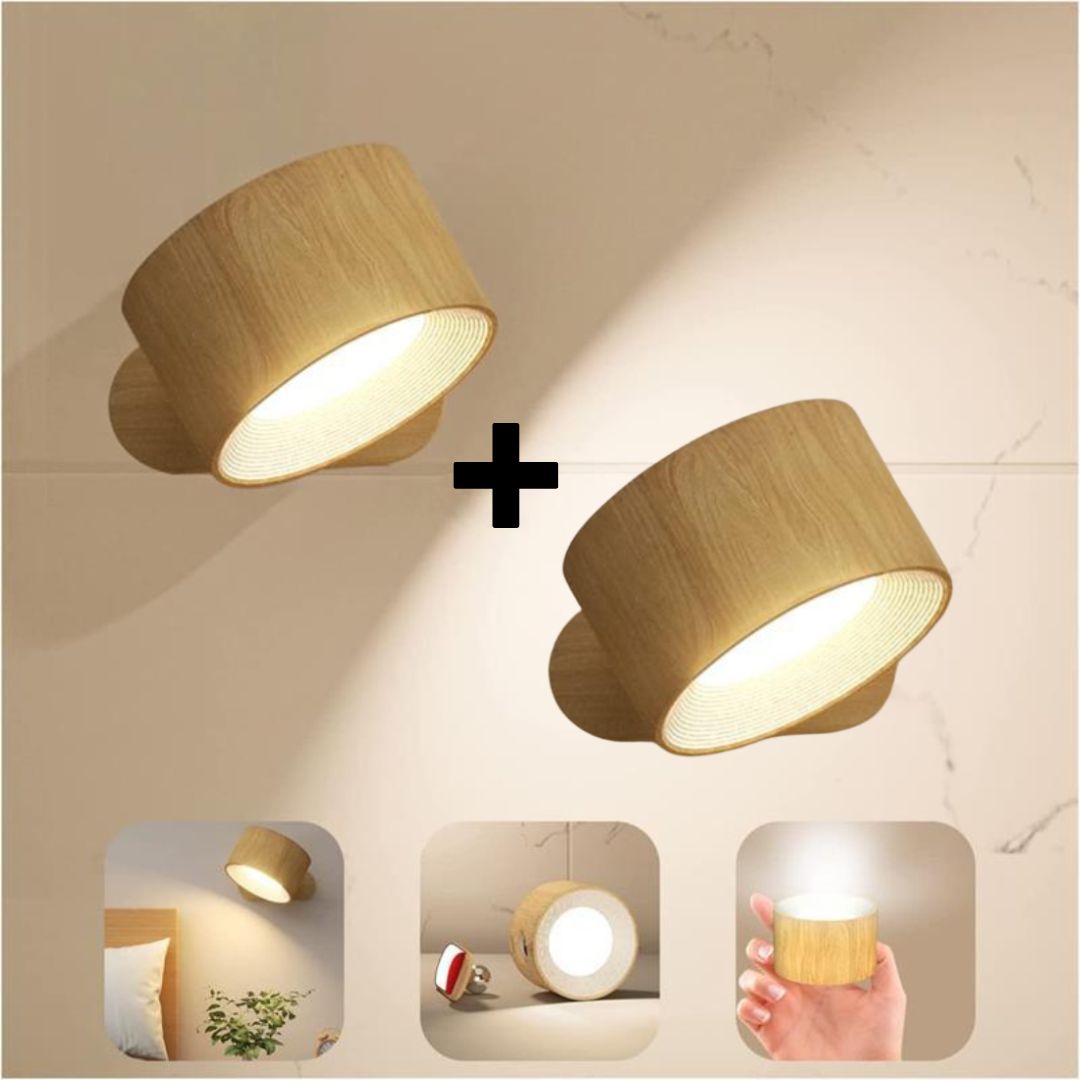 Wireless LED Wall Sconce with Touch Control and 360° Rotation