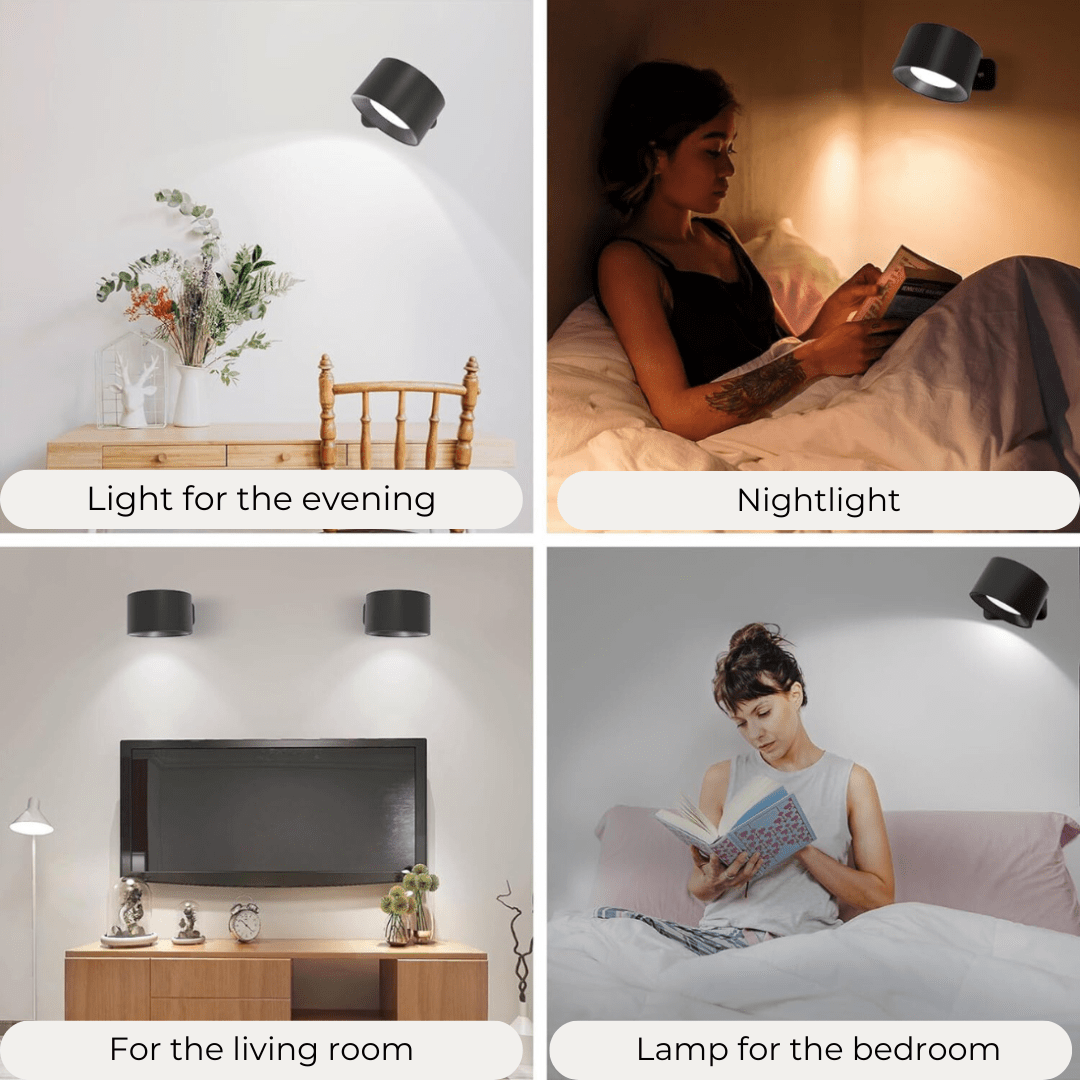 Wireless LED Wall Sconce with Touch Control and 360° Rotation