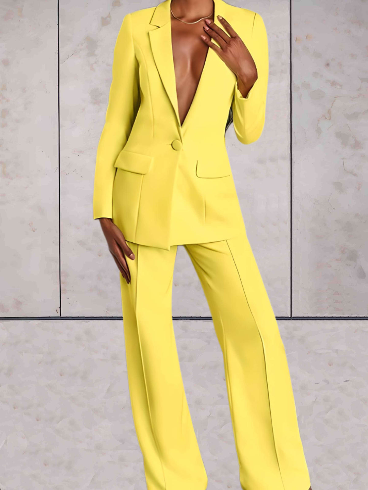Women's 2-Piece Formal Business Jacket and Wide-Leg Pants Set