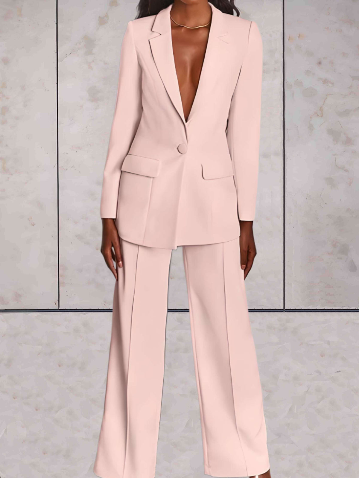 Women's 2-Piece Formal Business Jacket and Wide-Leg Pants Set