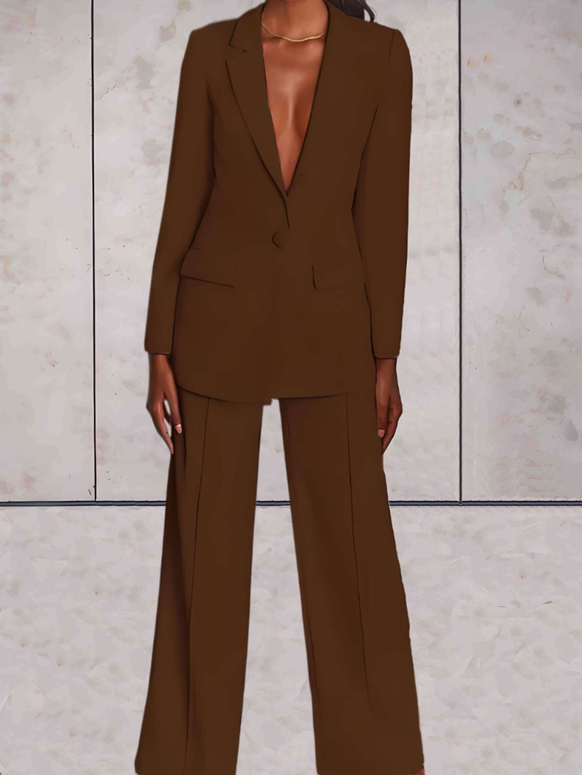 Women's 2-Piece Formal Business Jacket and Wide-Leg Pants Set