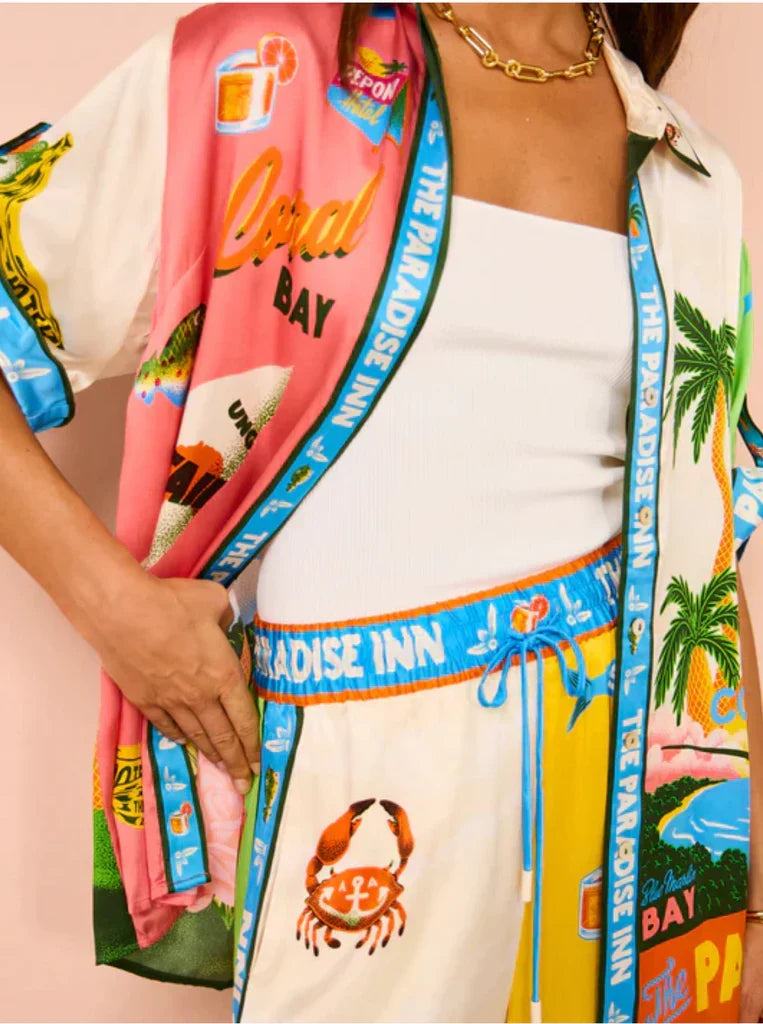 Women's 2-Piece Printed Shirt and Wide-Leg Trousers Set