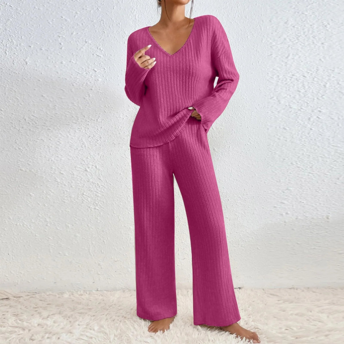 Women's 2-Piece Winter Set with Soft Sweater and Trousers