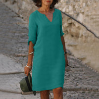 Women's 3/4-Sleeve Shift Midi Dress