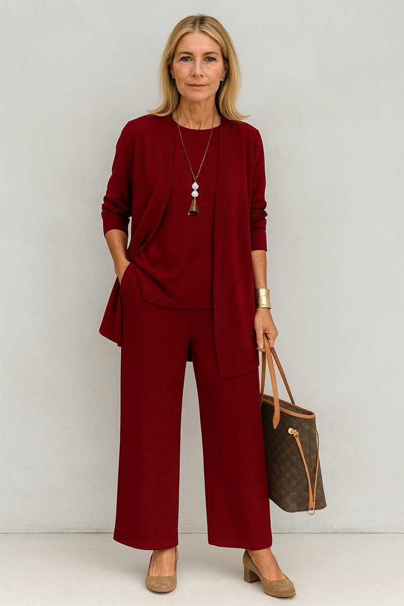 Women's 3-Piece Open-Front Longline Cardigan Pants Set
