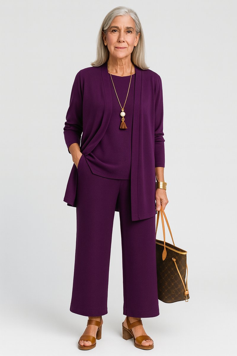 Women's 3-Piece Open-Front Longline Cardigan Pants Set