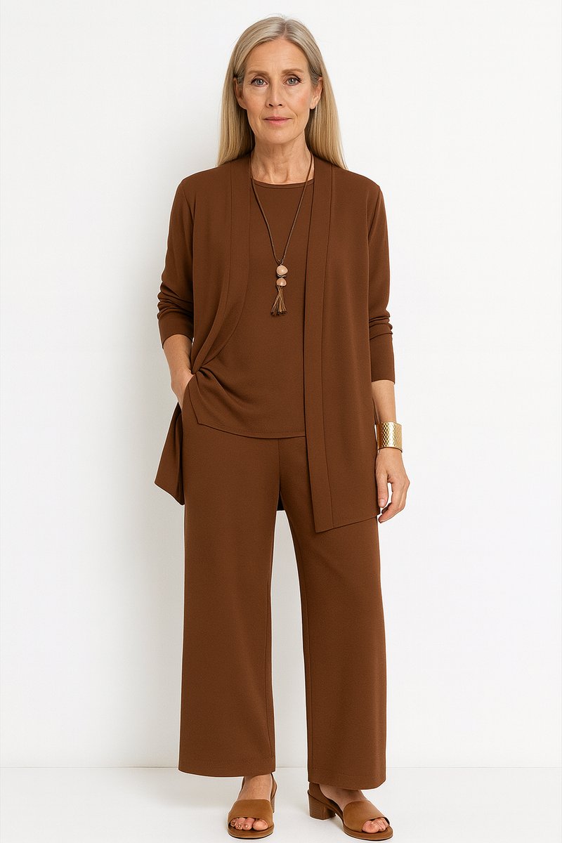 Women's 3-Piece Open-Front Longline Cardigan Pants Set