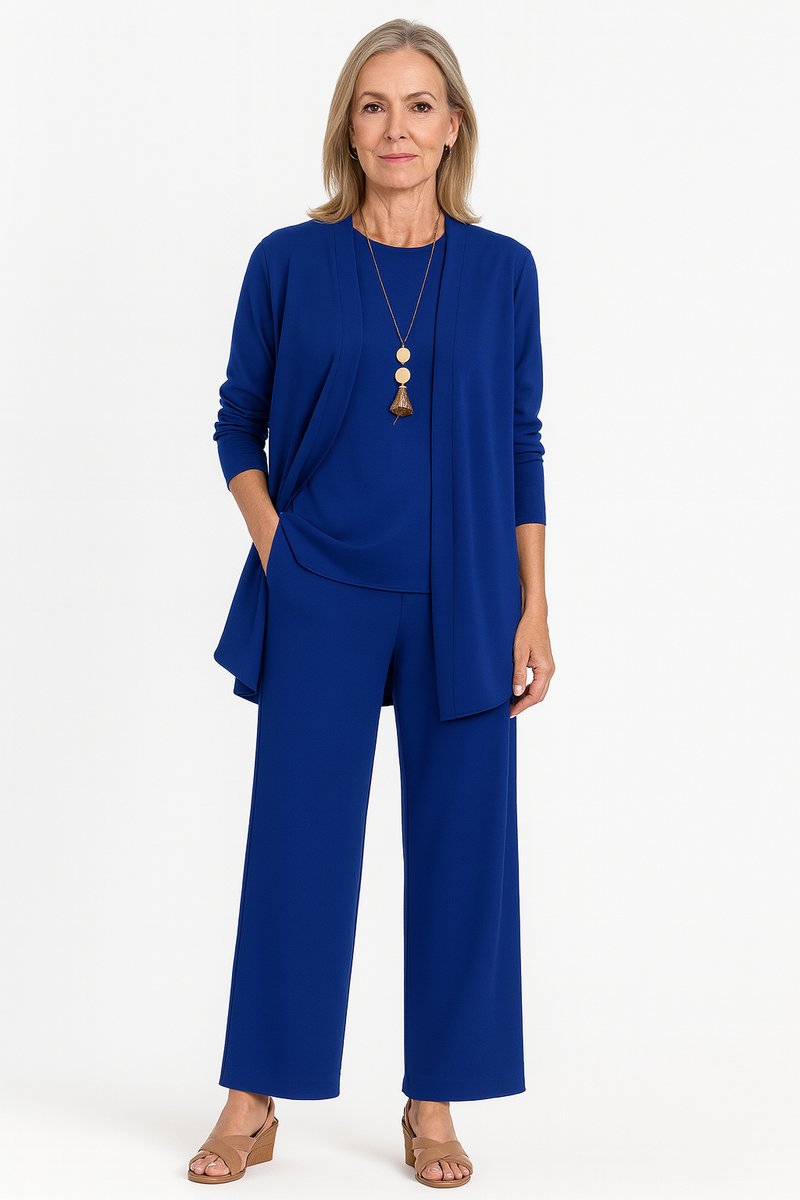 Women's 3-Piece Open-Front Longline Cardigan Pants Set