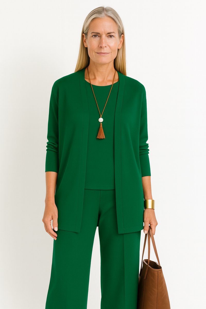 Women's 3-Piece Open-Front Longline Cardigan Pants Set