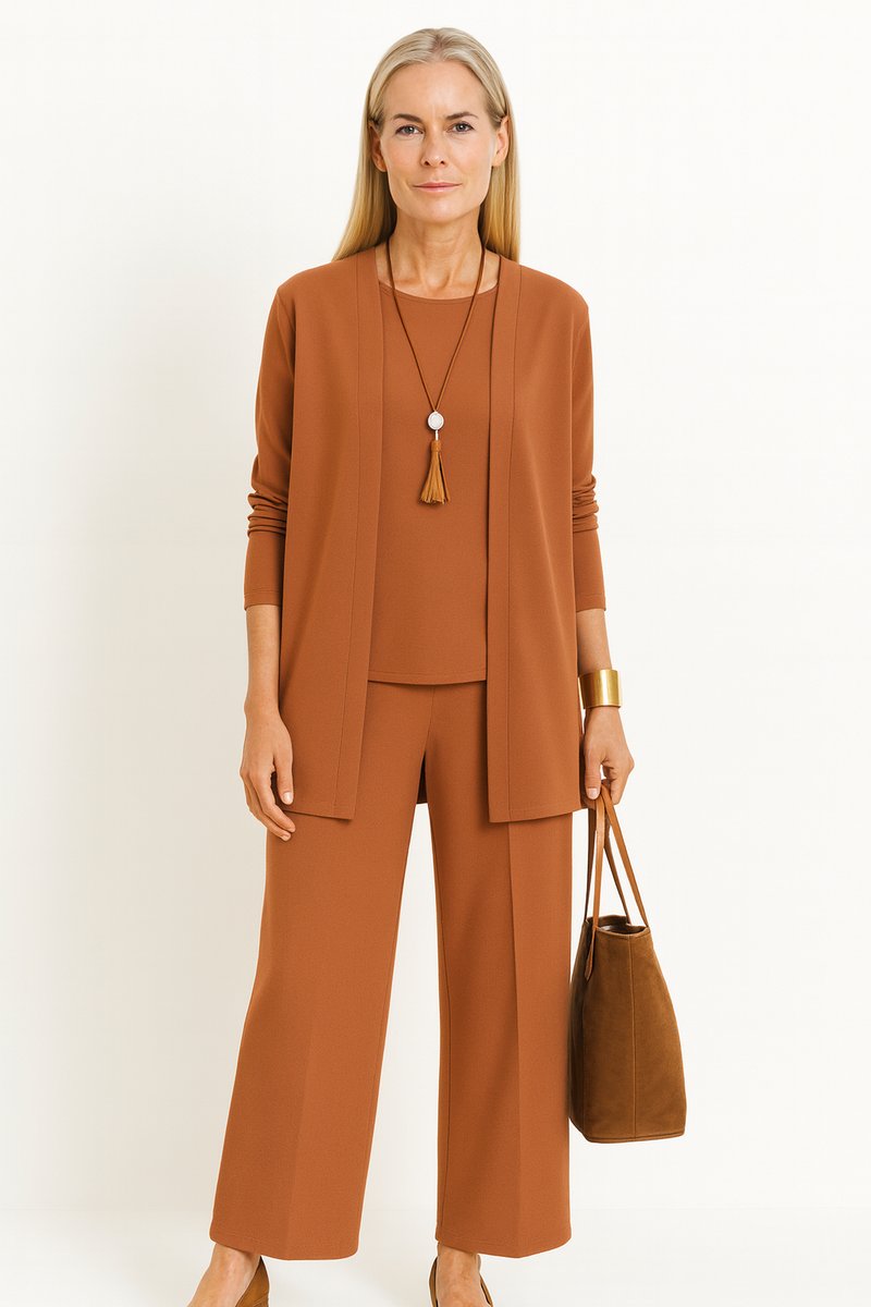 Women's 3-Piece Open-Front Longline Cardigan Pants Set