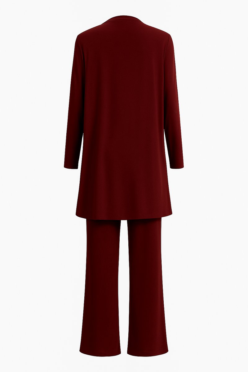 Women's 3-Piece Open-Front Longline Cardigan Pants Set