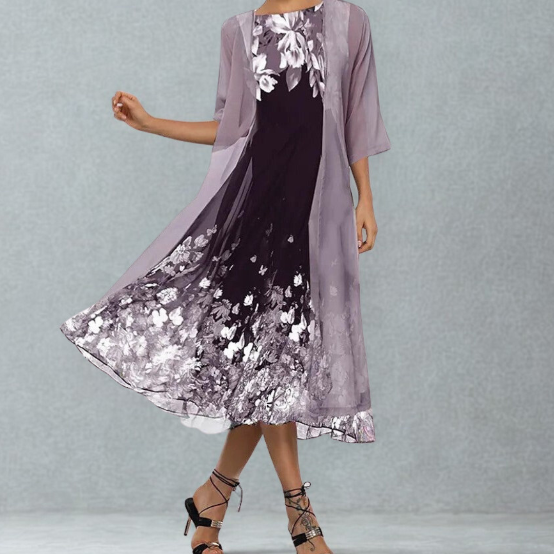 Women's A-Line Floral Midi Dress