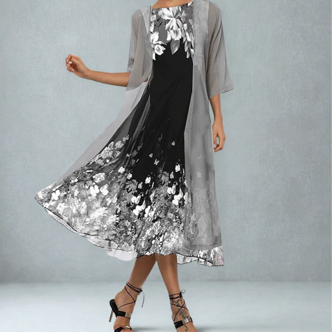 Women's A-Line Floral Midi Dress