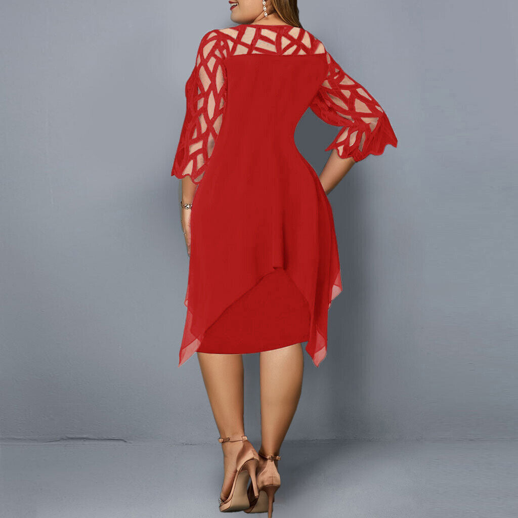 Women's A-Line Midi Dress with 3/4 Sleeves
