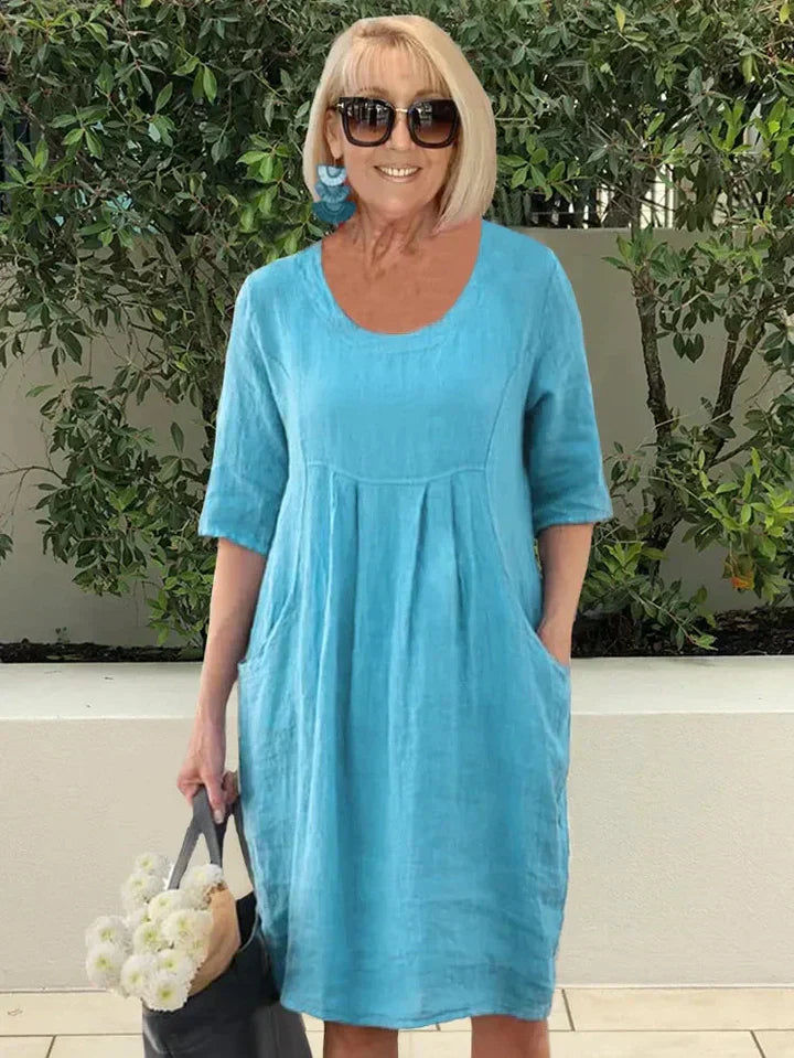 Women's A-Line Midi Dress with Pockets
