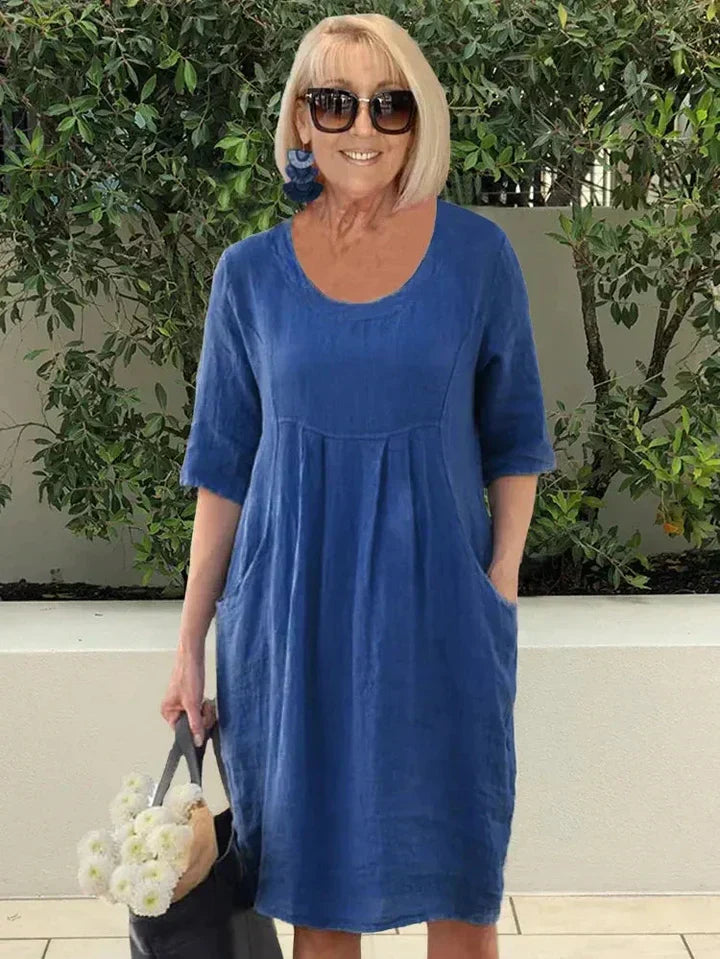 Women's A-Line Midi Dress with Pockets