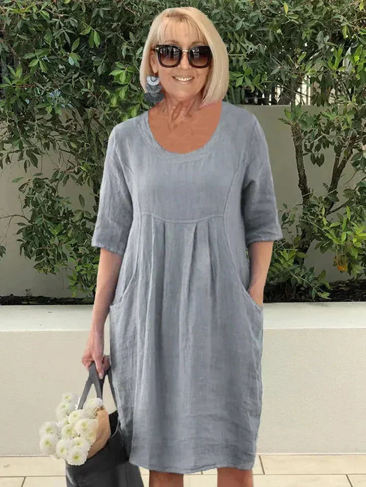 Women's A-Line Midi Dress with Pockets