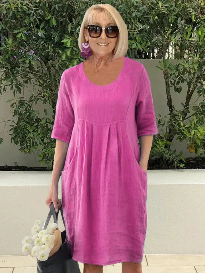 Women's A-Line Midi Dress with Pockets