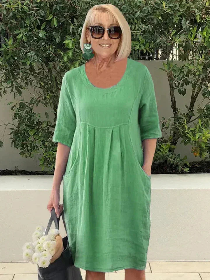 Women's A-Line Midi Dress with Pockets