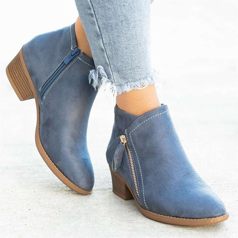 Women's Ankle Boots with Zipper Detail