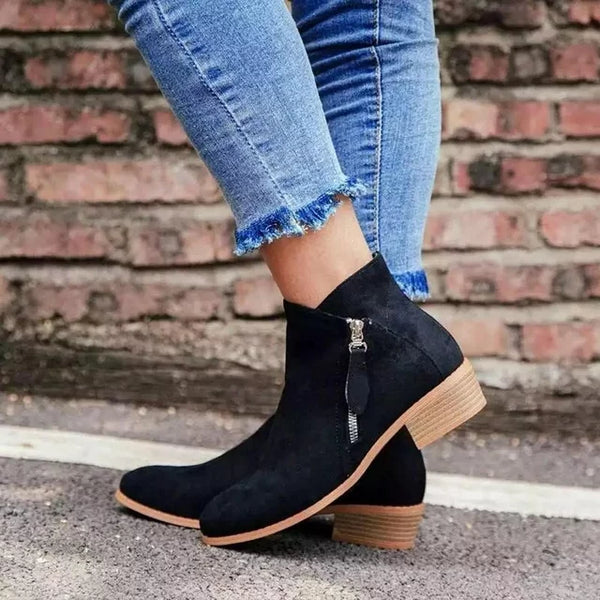 Women's Ankle Boots with Zipper Detail