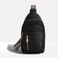 Women's Anti-Theft Crossbody Sling Bag with Patterned Strap