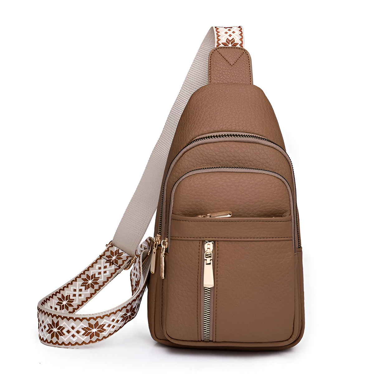 Women's Anti-Theft Crossbody Sling Bag with Patterned Strap