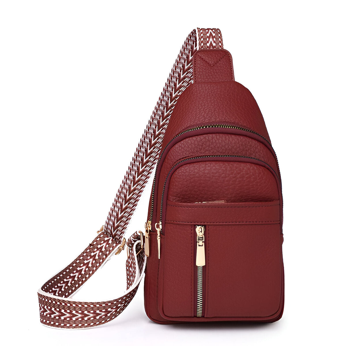Women's Anti-Theft Crossbody Sling Bag with Patterned Strap