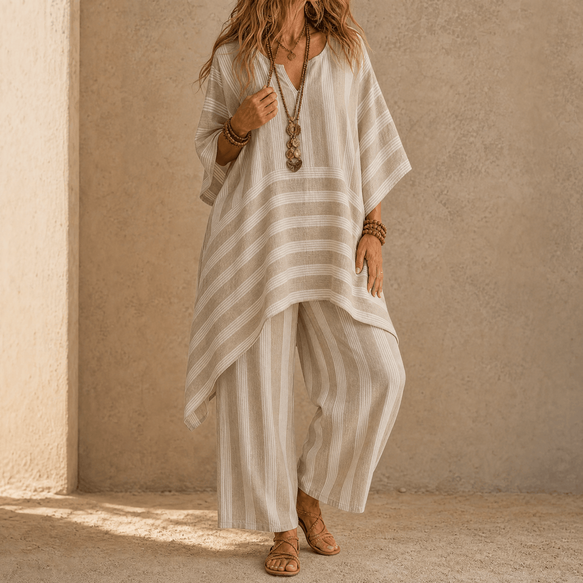 Women's Boho Tunic & Wide-Leg Set