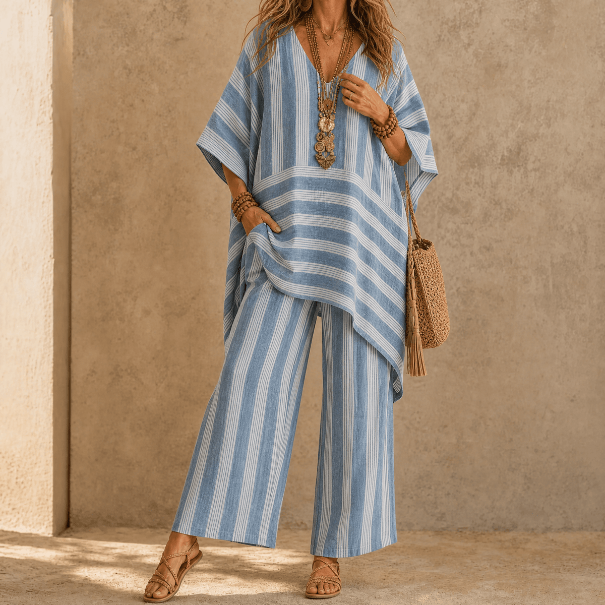 Women's Boho Tunic & Wide-Leg Set