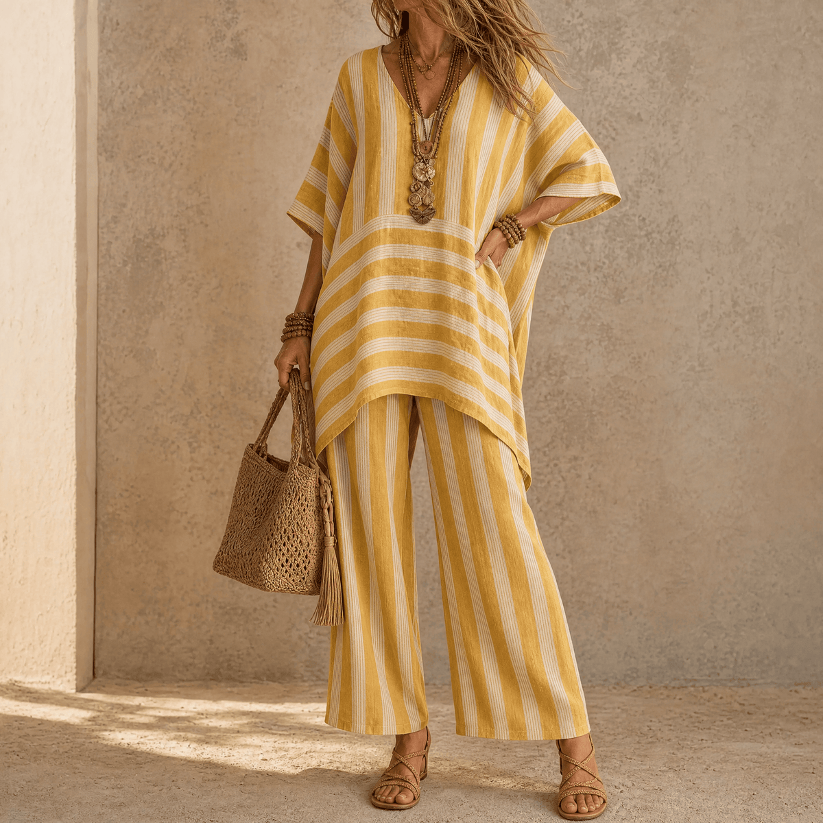 Women's Boho Tunic & Wide-Leg Set