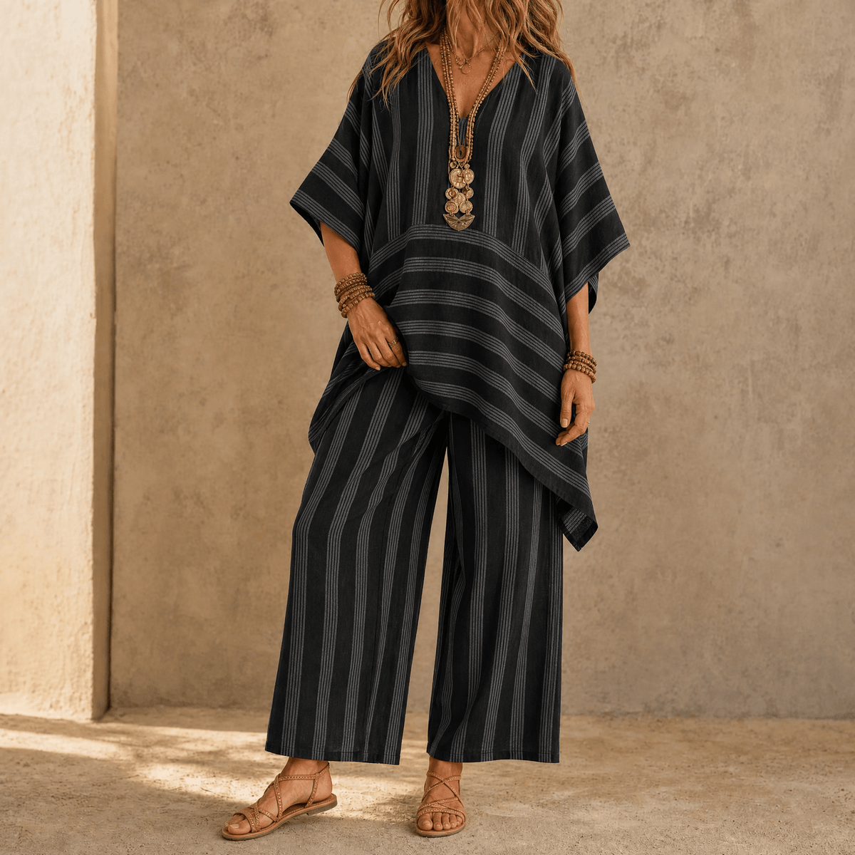 Women's Boho Tunic & Wide-Leg Set