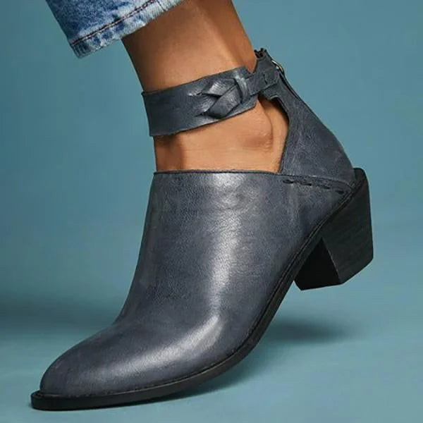 Women's Braided Strap Heeled Ankle Boots