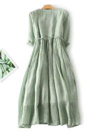 Women's Breezy Ruffled Tie-Waist Midi Dress