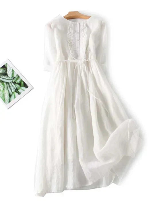 Women's Breezy Ruffled Tie-Waist Midi Dress