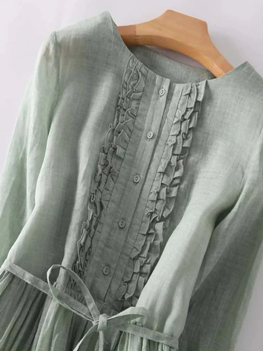 Women's Breezy Ruffled Tie-Waist Midi Dress