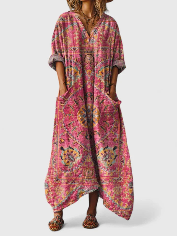 Women's Button-Down Boho Maxi Dress