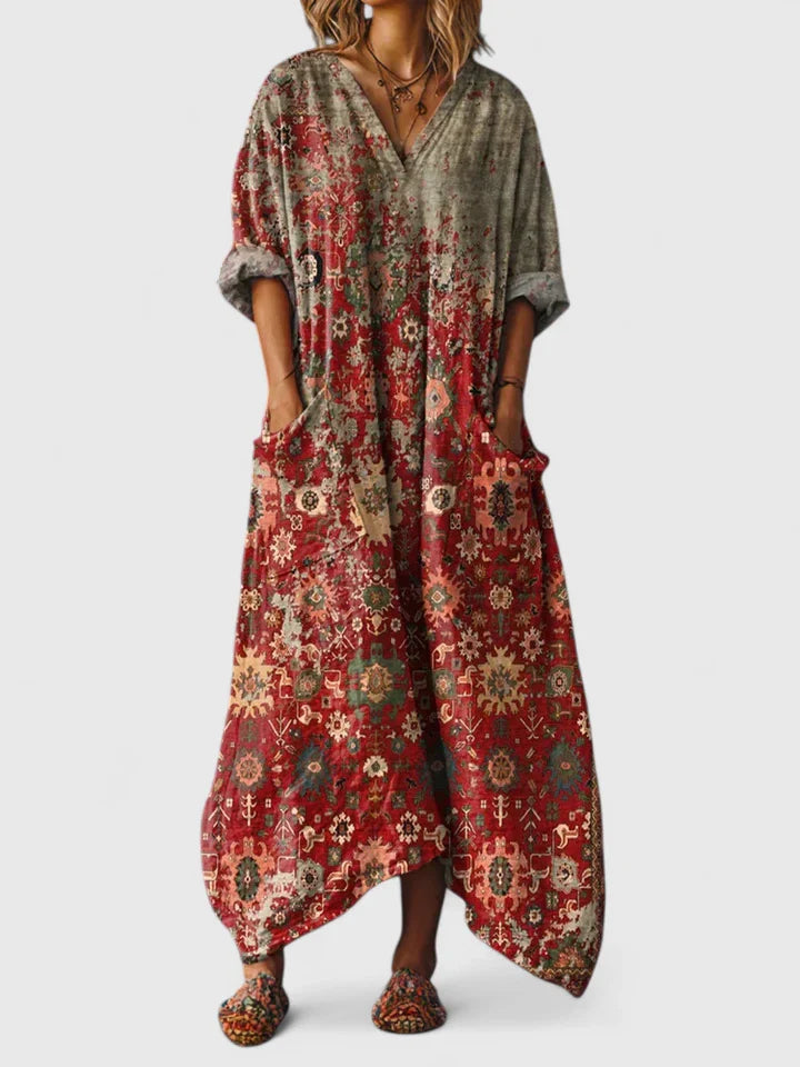 Women's Button-Down Boho Maxi Dress
